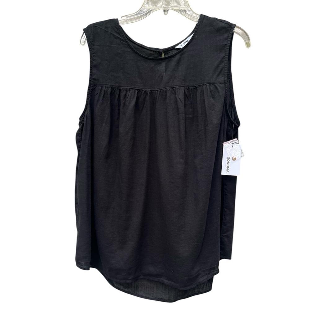 NWT Sonoma Black Sleeveless Relaxed Tank Top Large Summer Beach Casual